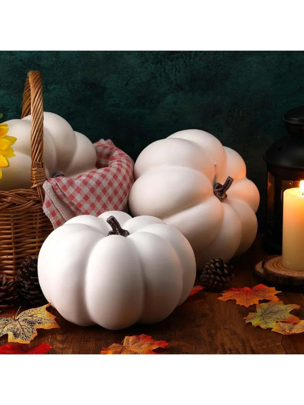 Large 8-Inch Foam Artificial Pumpkins for Fall Halloween Thanksgiving Decor